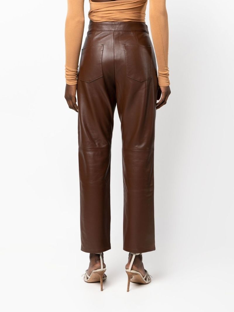 Brown High Waist Leather Trousers