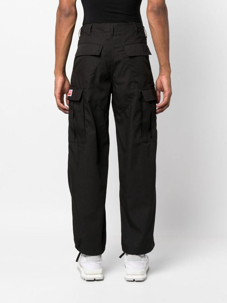 Black Cotton Cargo Trousers
