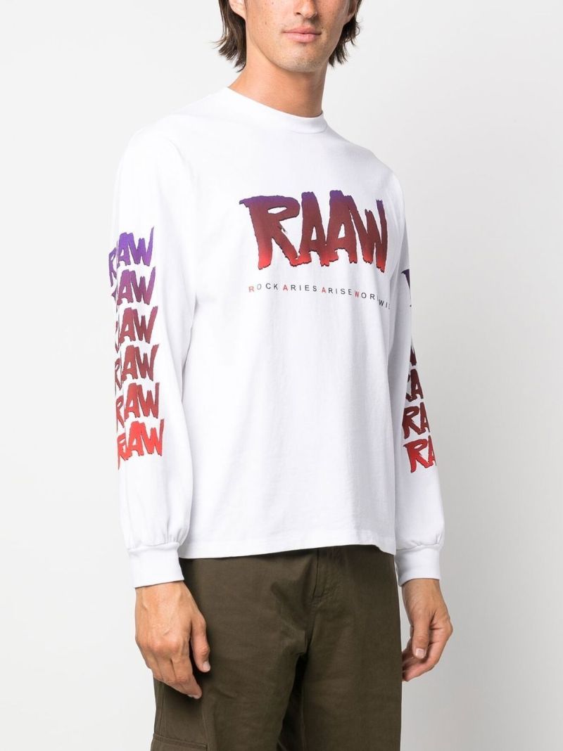White Raaw Printed Cotton Sweatshirt