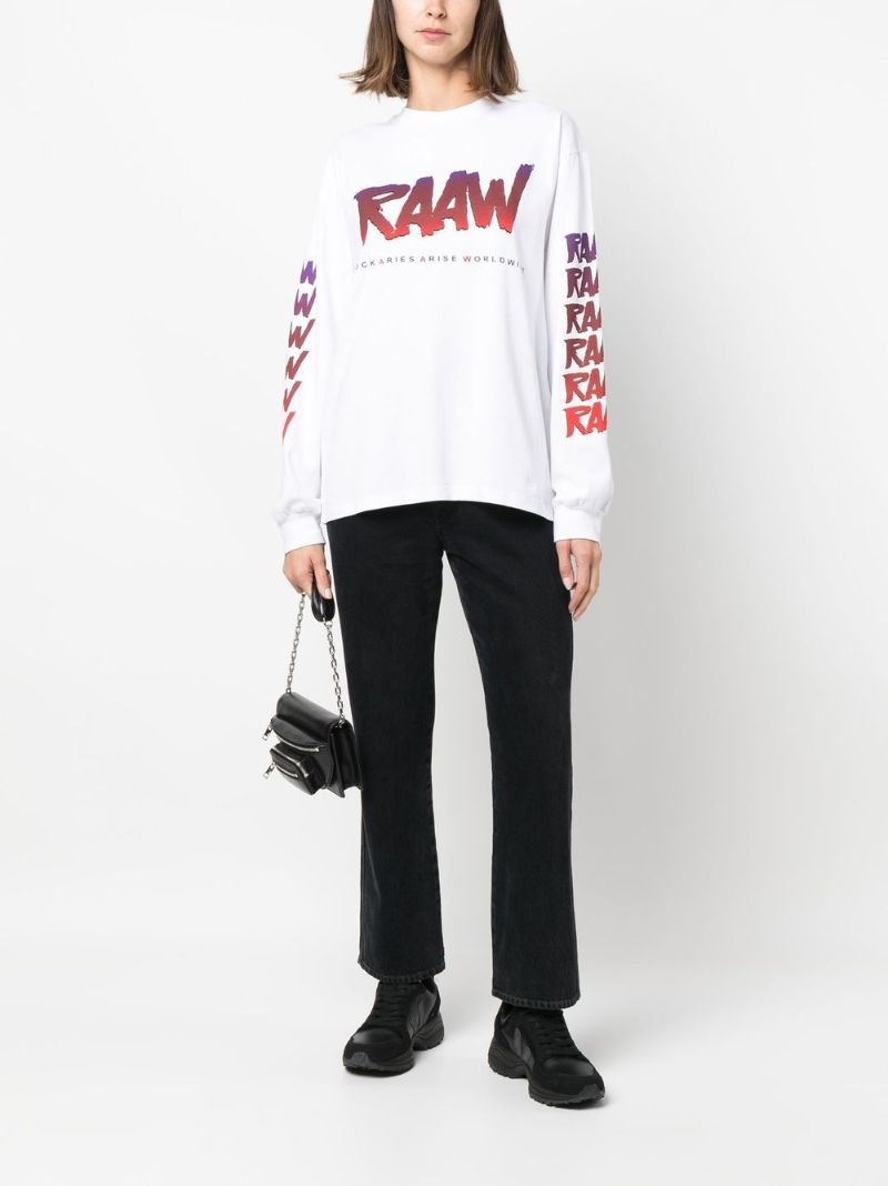 White Raaw Printed Cotton Sweatshirt