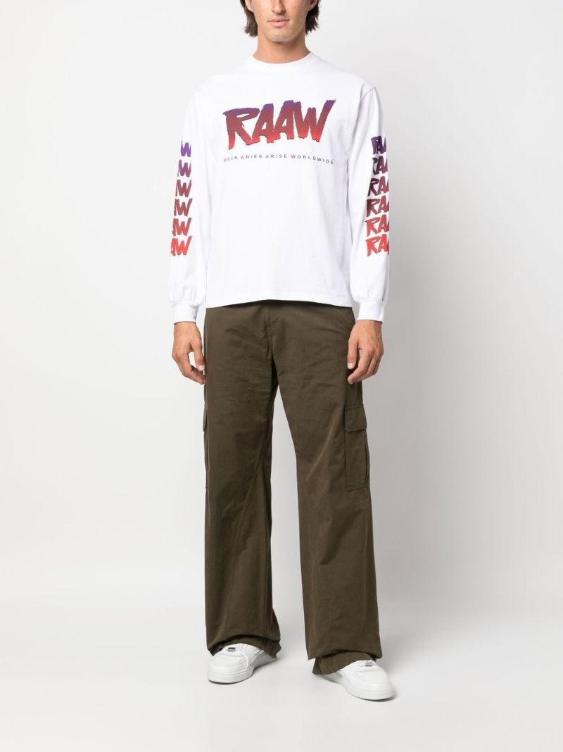 White Raaw Printed Cotton Sweatshirt