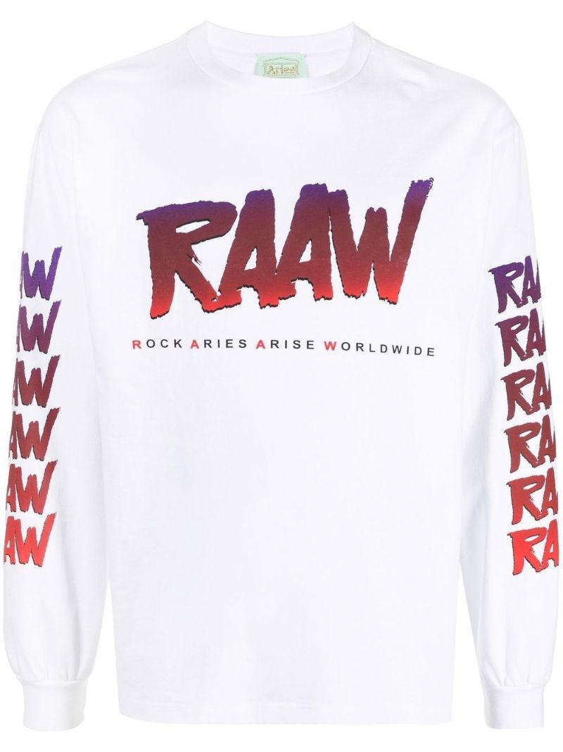 White Raaw Printed Cotton Sweatshirt