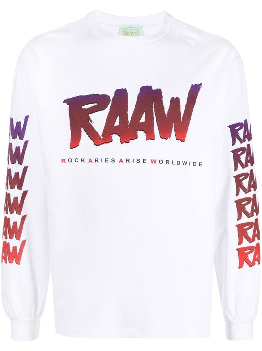 White Raaw Printed Cotton Sweatshirt