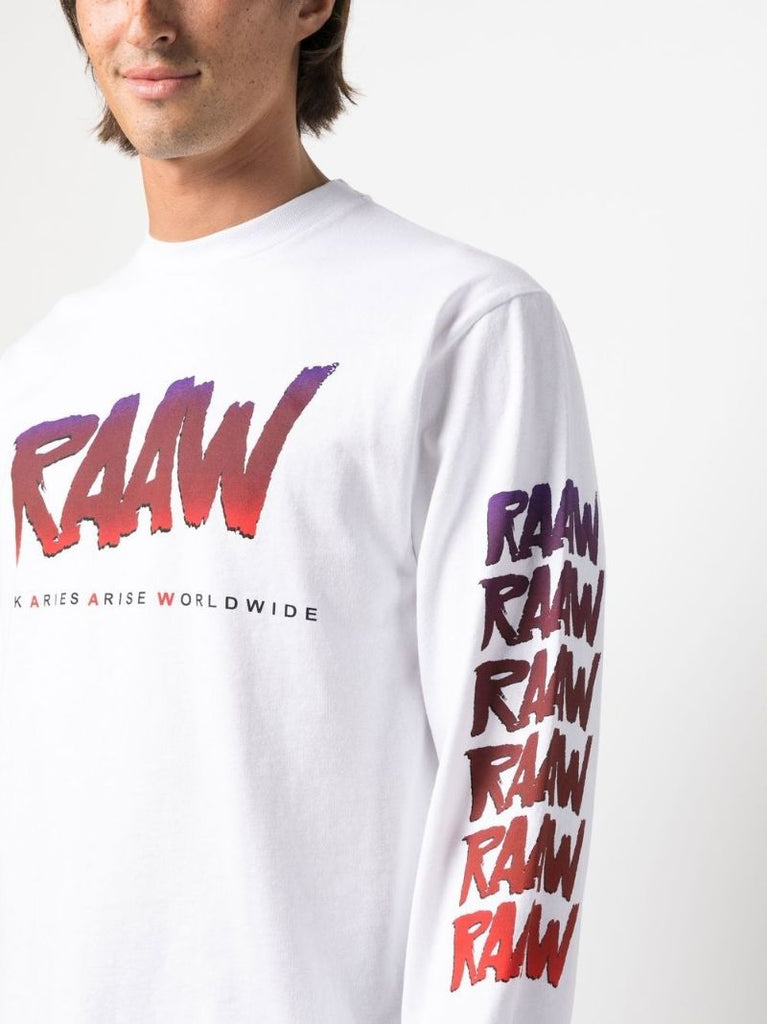 White Raaw Printed Cotton Sweatshirt