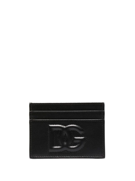 Black Debossed Logo Leather Cardholder