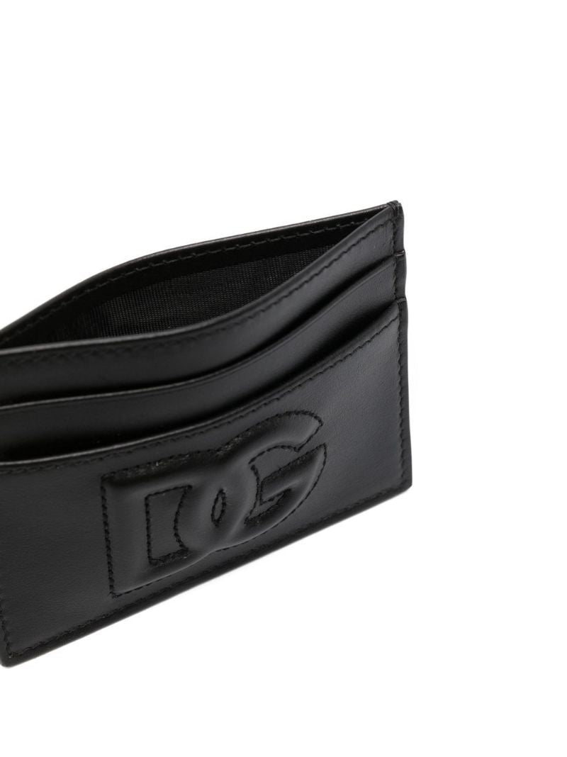 Black Debossed Logo Leather Cardholder