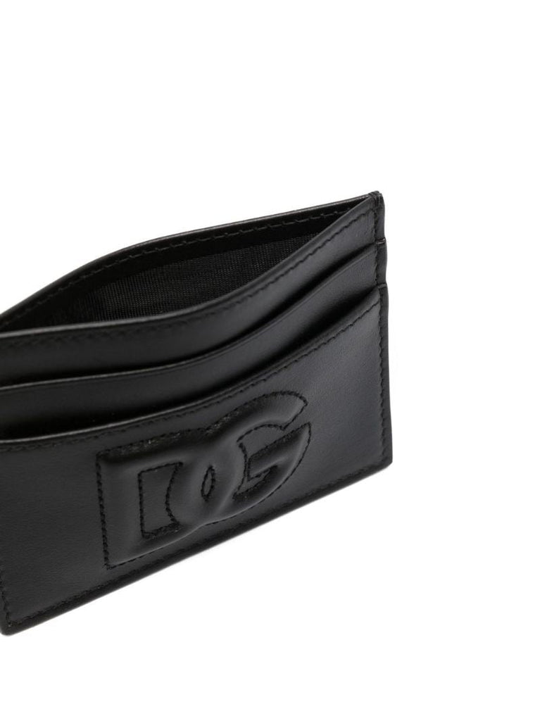 Black Debossed Logo Leather Cardholder
