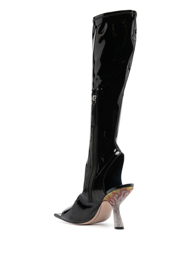 Black Helena 95mm Open Toe Boots