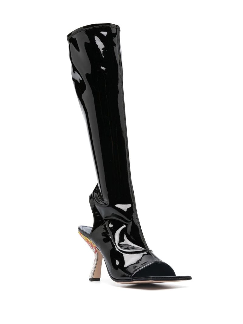 Black Helena 95mm Open Toe Boots