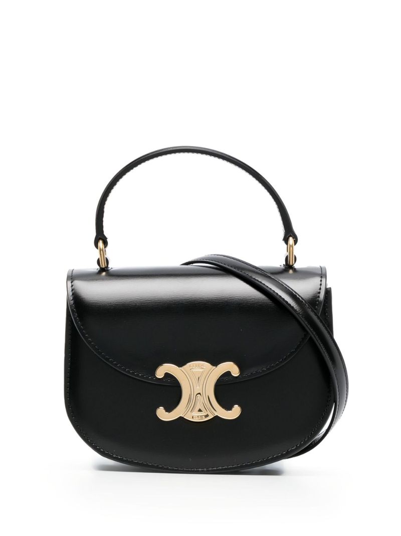 Black Triomphe Leather Mini Bag