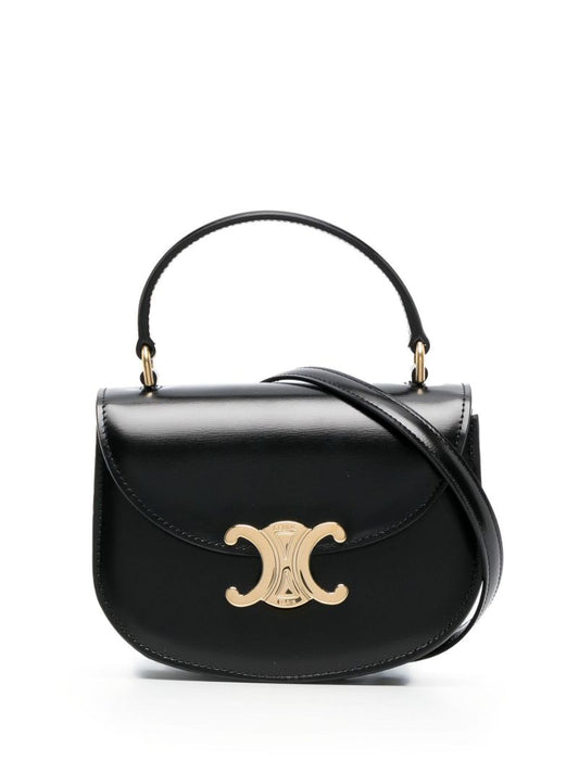 Black Triomphe Leather Mini Bag
