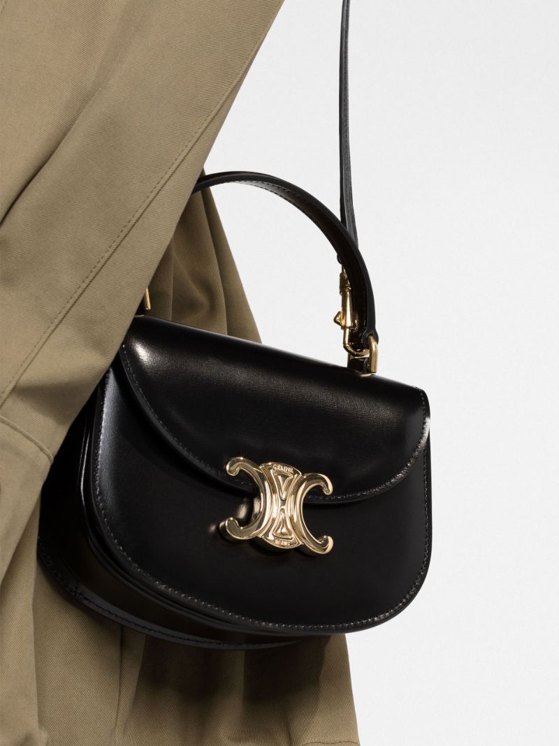 Black Triomphe Leather Mini Bag