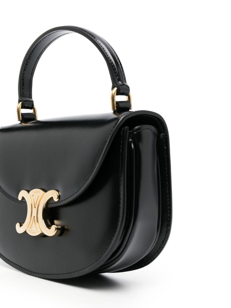 Black Triomphe Leather Mini Bag