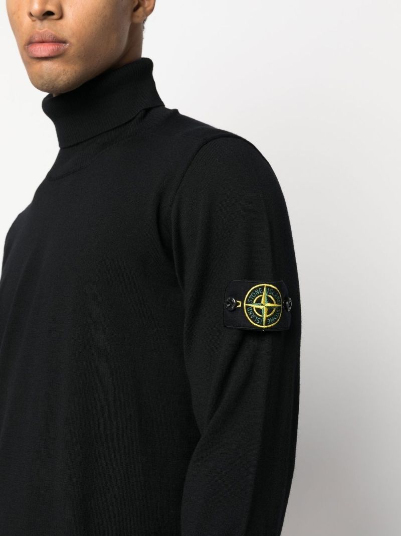 Black Roll Neck Wool Sweater