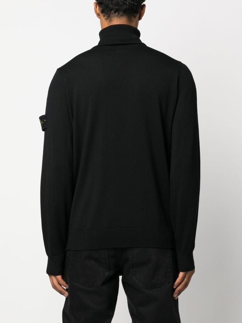 Black Roll Neck Wool Sweater