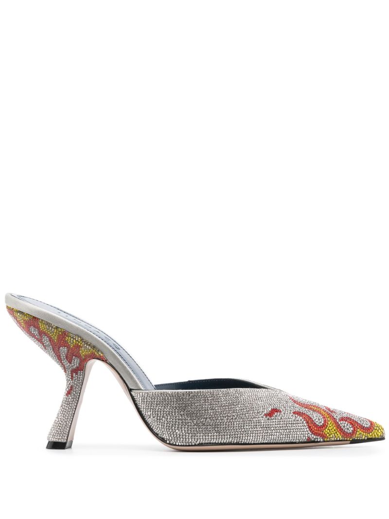 Silver Carmen 95 Crystal Pumps