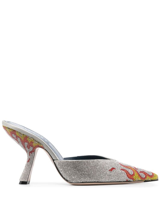Silver Carmen 95 Crystal Pumps