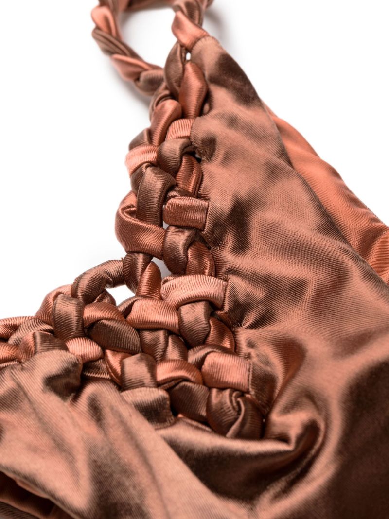 Brown Woven Bikini Bottoms
