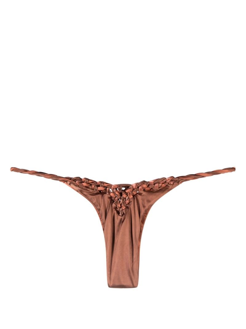 Brown Woven Bikini Bottoms