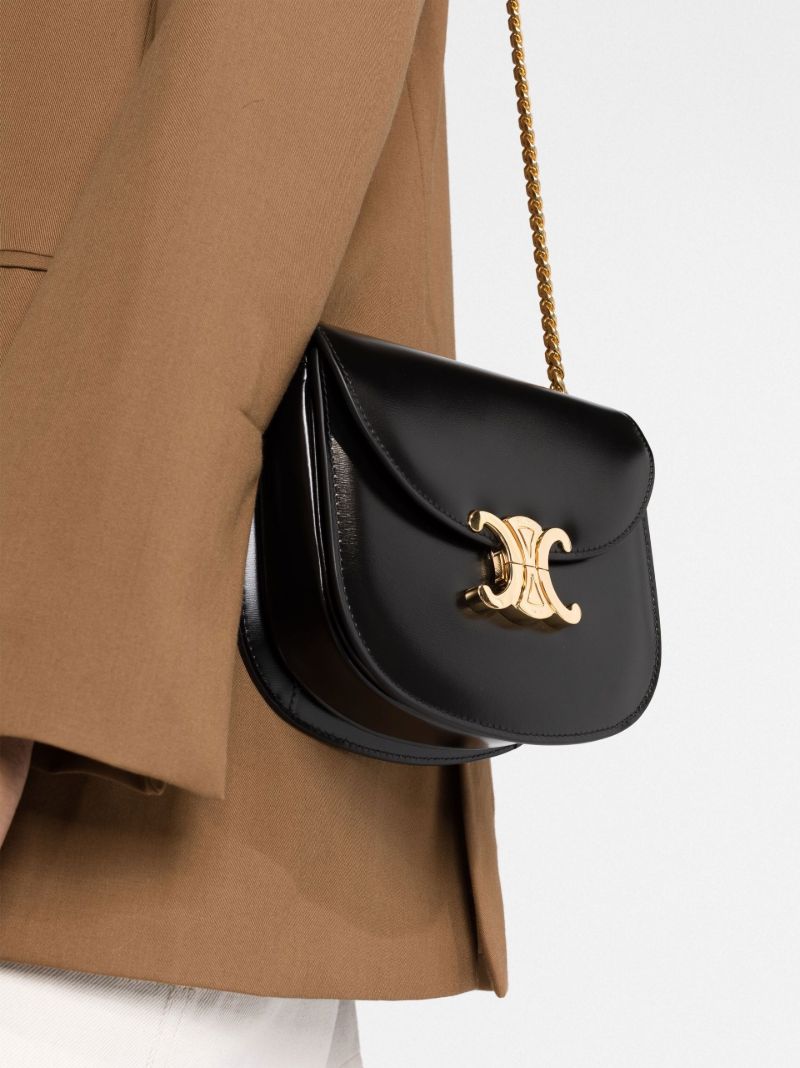 Black Triomphe Chain Link Shoulder Bag