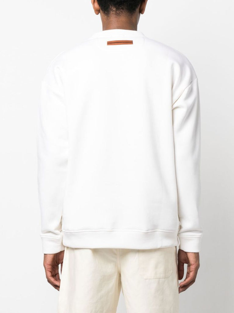 White Logo-embossed Crew-neck Sweatshirt