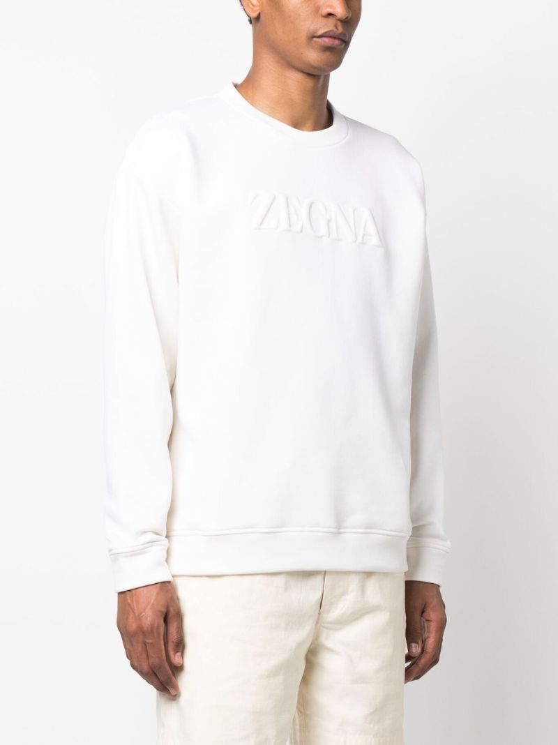 White Logo-embossed Crew-neck Sweatshirt