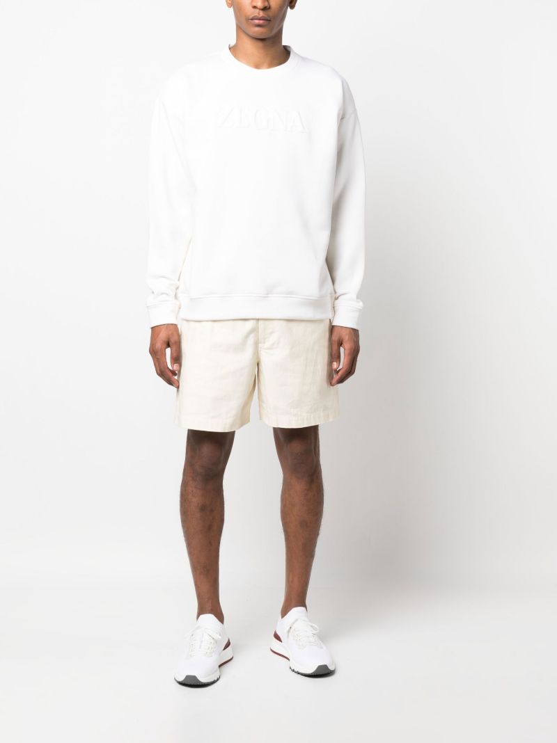 White Logo-embossed Crew-neck Sweatshirt