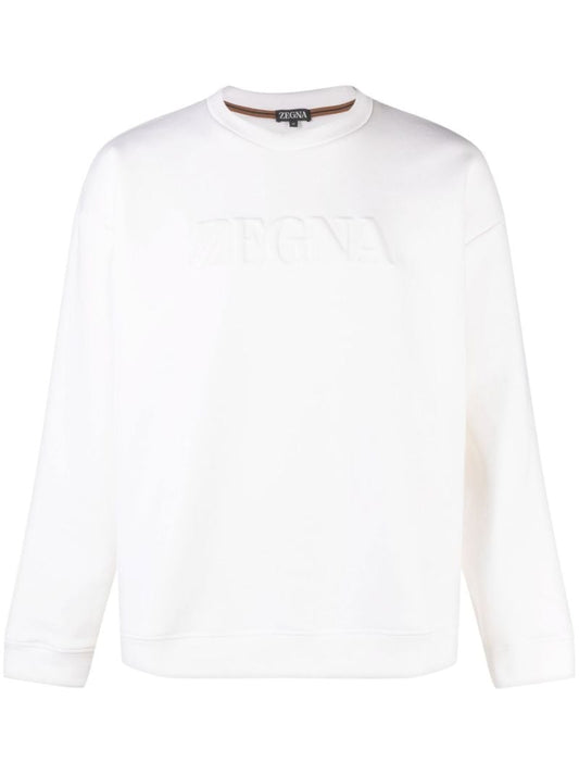 White Logo-embossed Crew-neck Sweatshirt