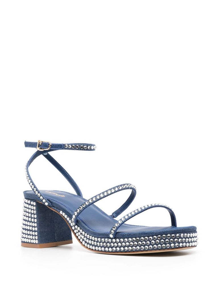 Blue Gio 70 Crystal Block Heel Sandals