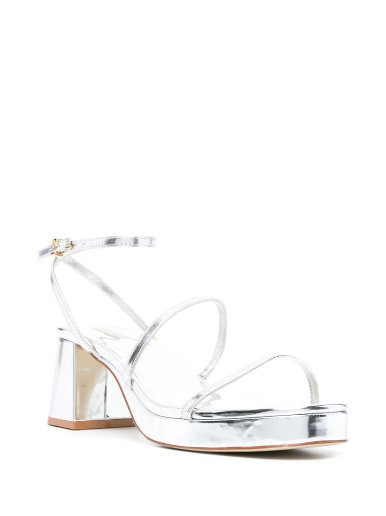 Silver-tone Gio 70 Block Heel Sandals