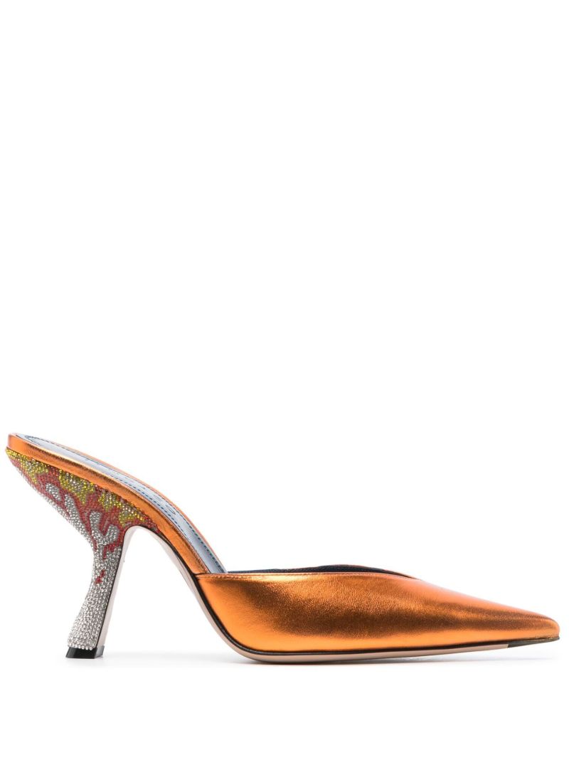 Orange Carmen 95 Crystal Pumps