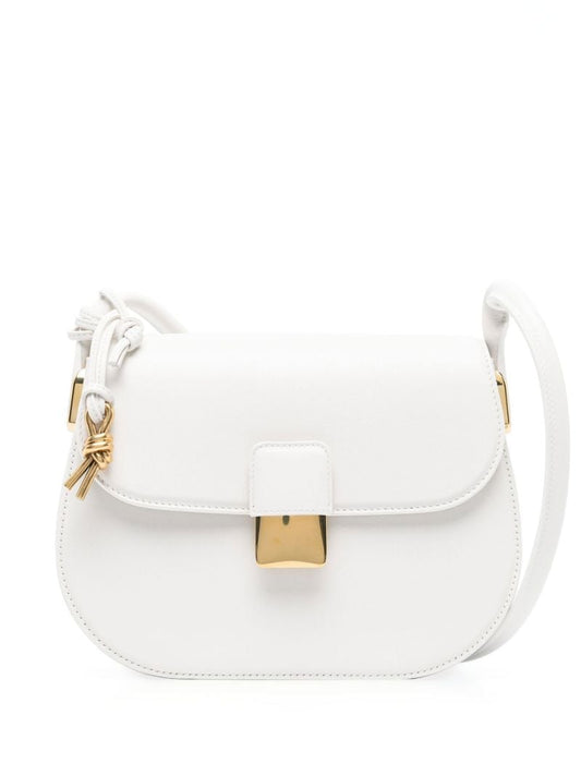 White Small Desiree Leather Cross Body Bag