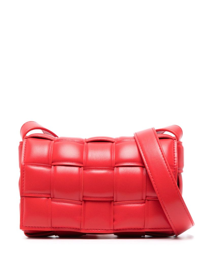 Red Padded Cassette Leather Cross Body Bag