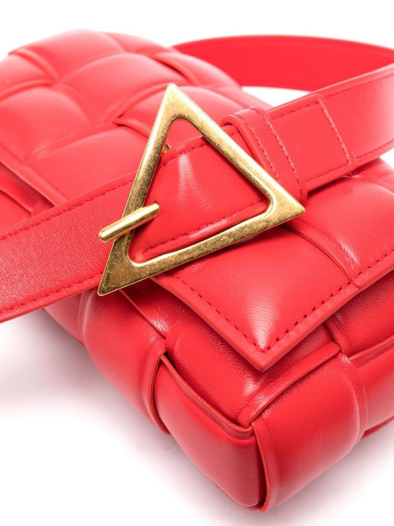Red Padded Cassette Leather Cross Body Bag