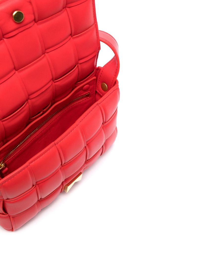 Red Padded Cassette Leather Cross Body Bag