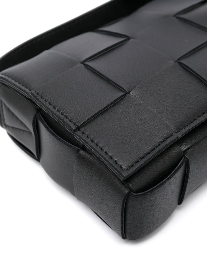 Black  Small Cassette Leather Cross Body Bag