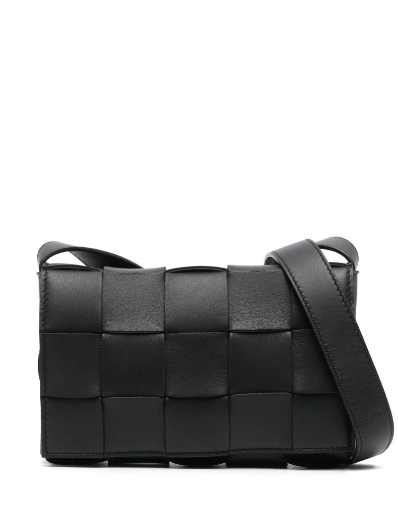 Black  Small Cassette Leather Cross Body Bag