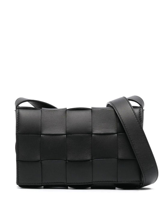 Black  Small Cassette Leather Cross Body Bag