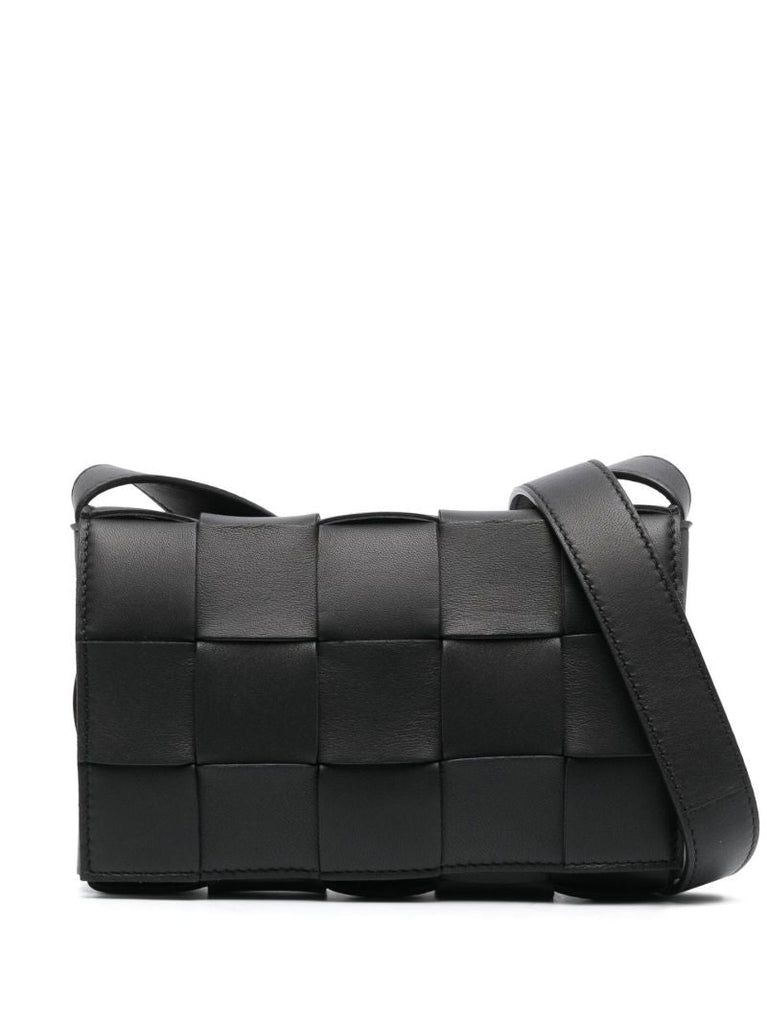 Black  Small Cassette Leather Cross Body Bag
