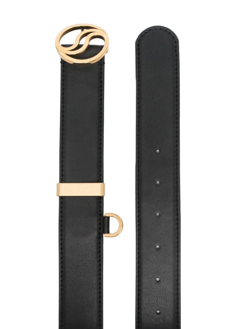 Black Logo Buckle Faux-leather Belt