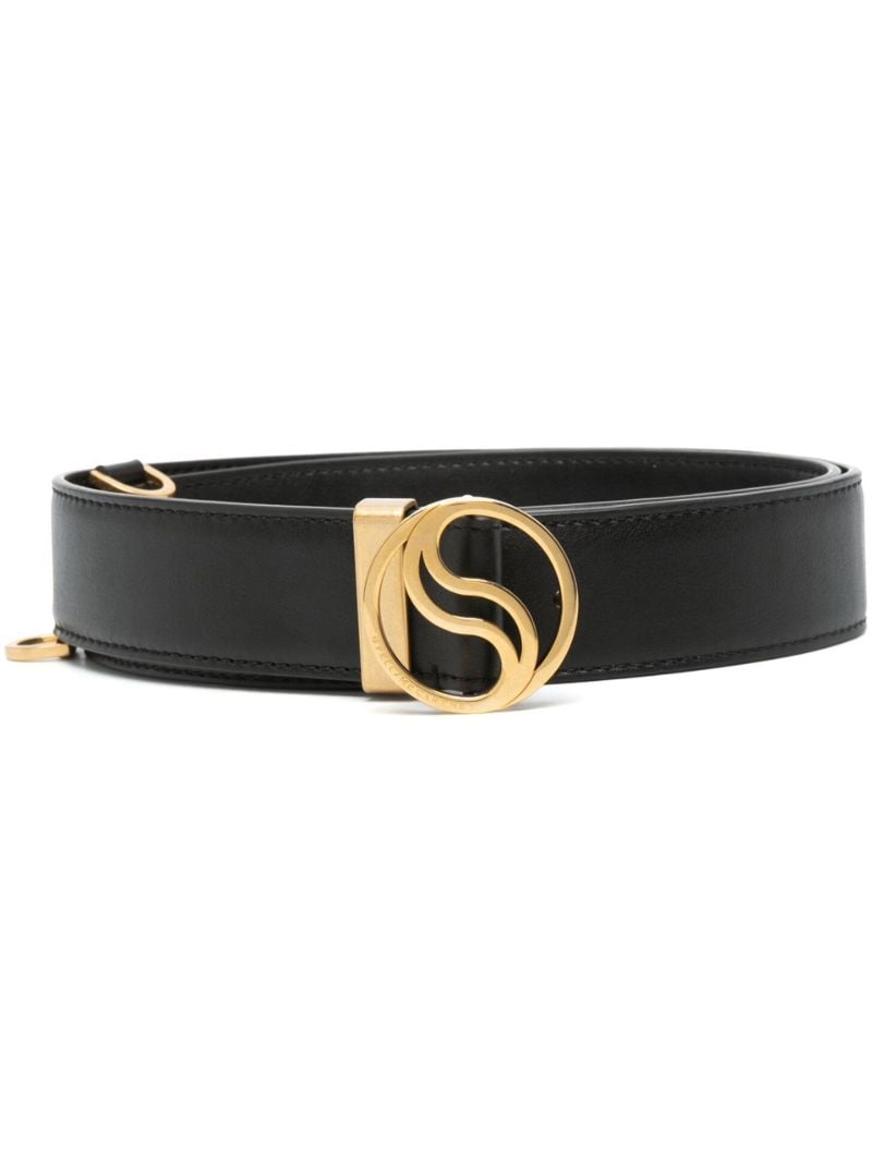 Black Logo Buckle Faux-leather Belt