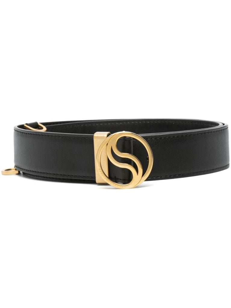 Black Logo Buckle Faux-leather Belt