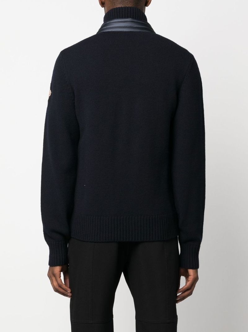 Blue Padded Wool Cardigan