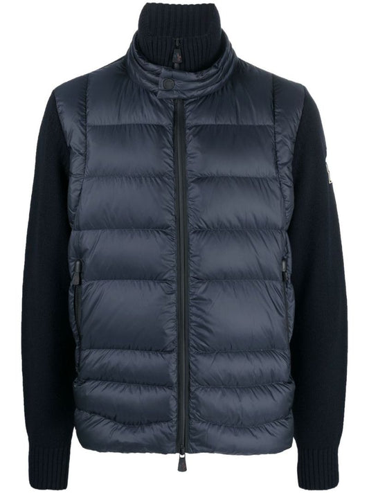 Blue Padded Wool Cardigan
