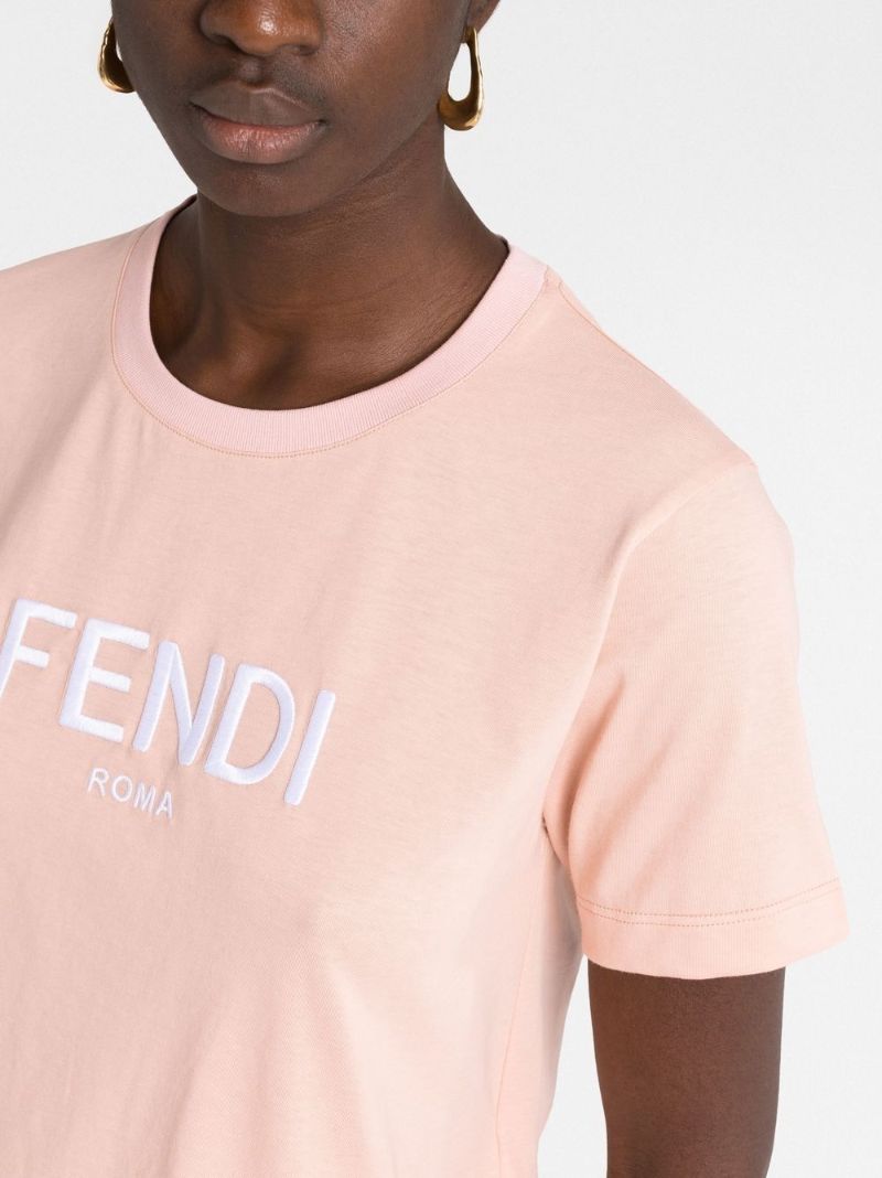 Pink Logo Print Cotton T-shirt