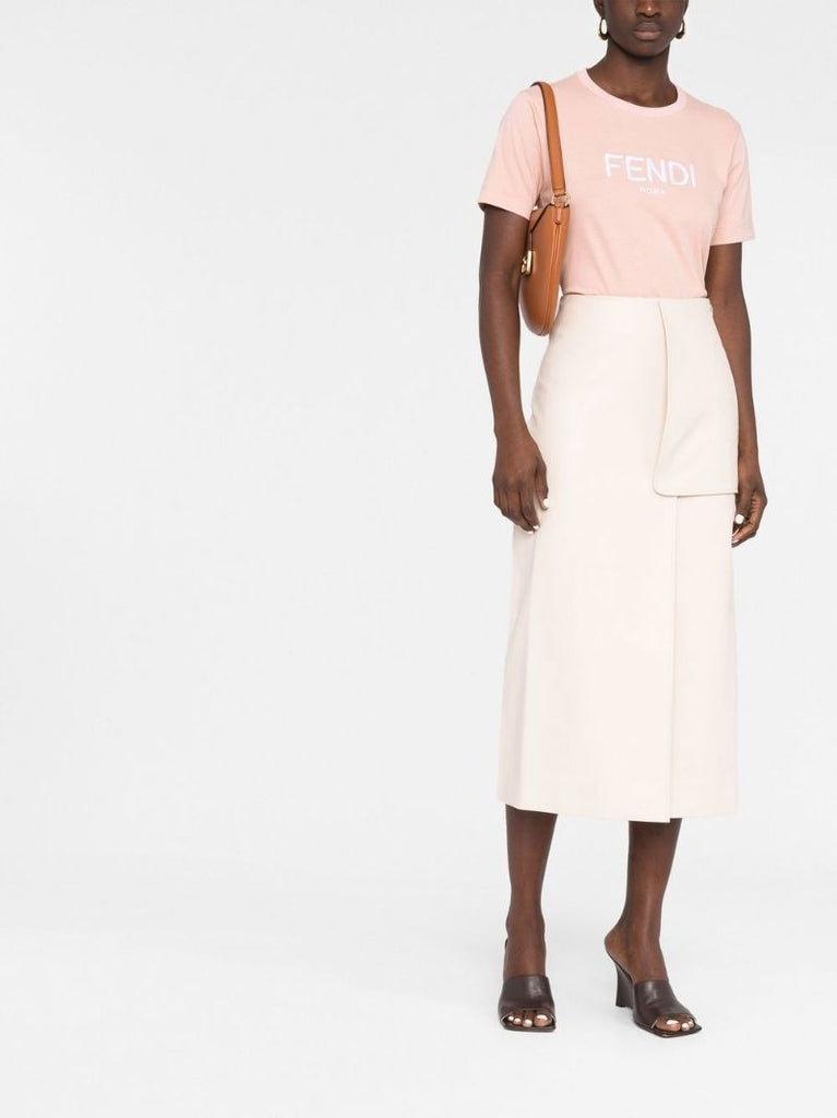 Pink Logo Print Cotton T-shirt