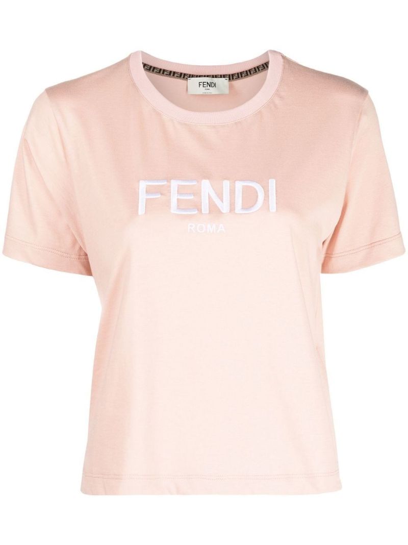Pink Logo Print Cotton T-shirt