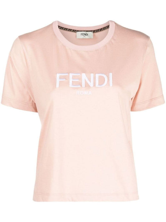 Pink Logo Print Cotton T-shirt