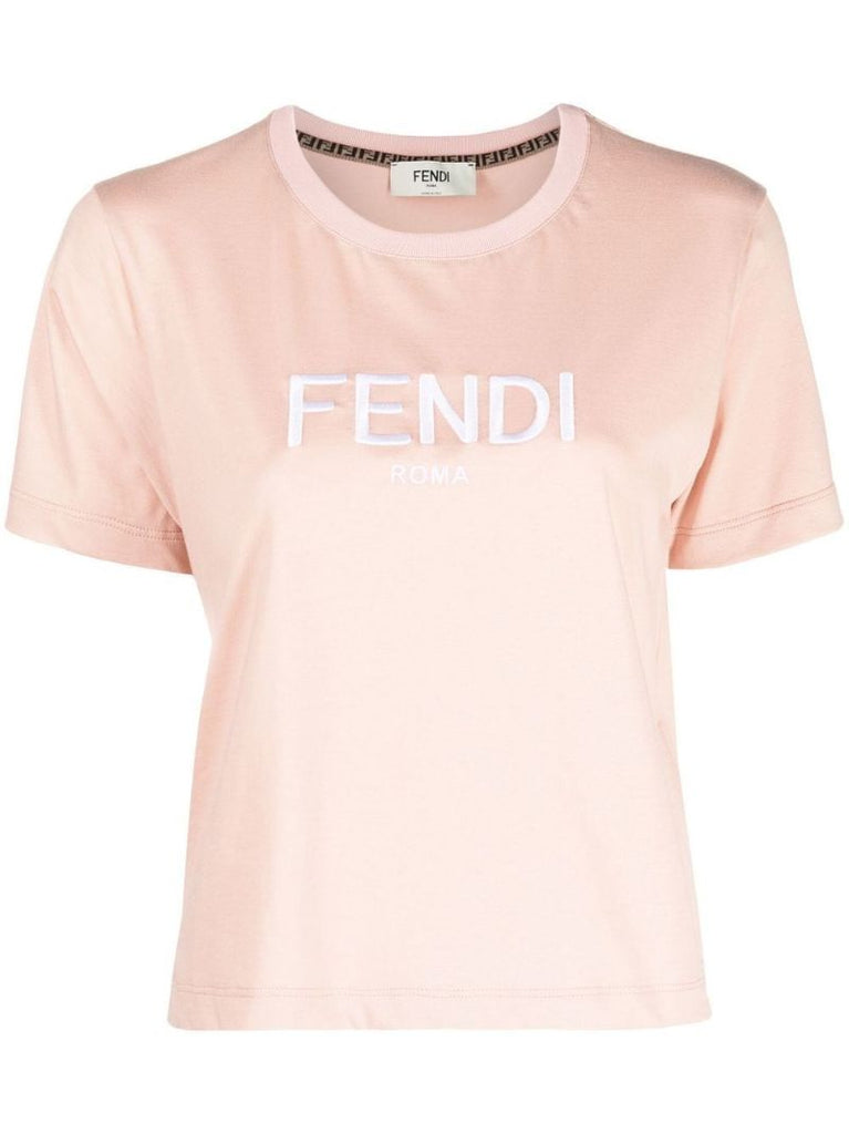 Pink Logo Print Cotton T-shirt