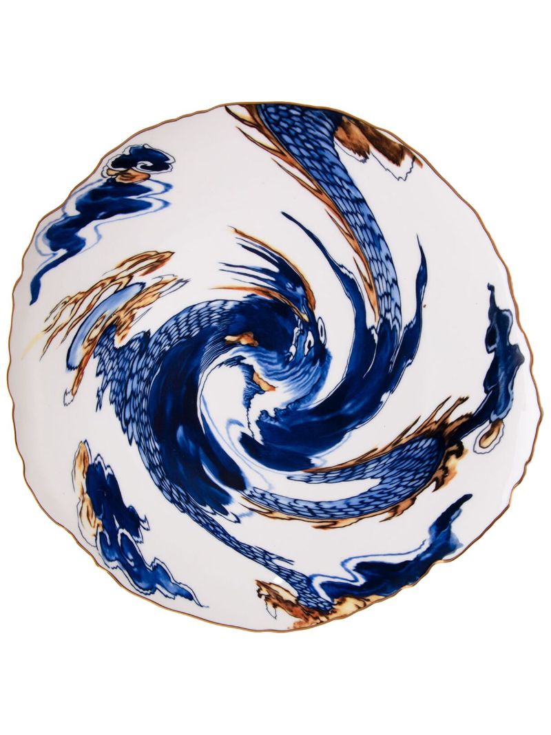 X Diesel White Living Imari Dragon Porcelain Plate